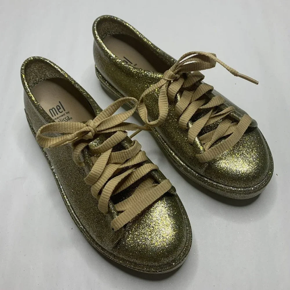 Mel Dreamed By Melissa Gold Glitter Rubber Fashion sneakers